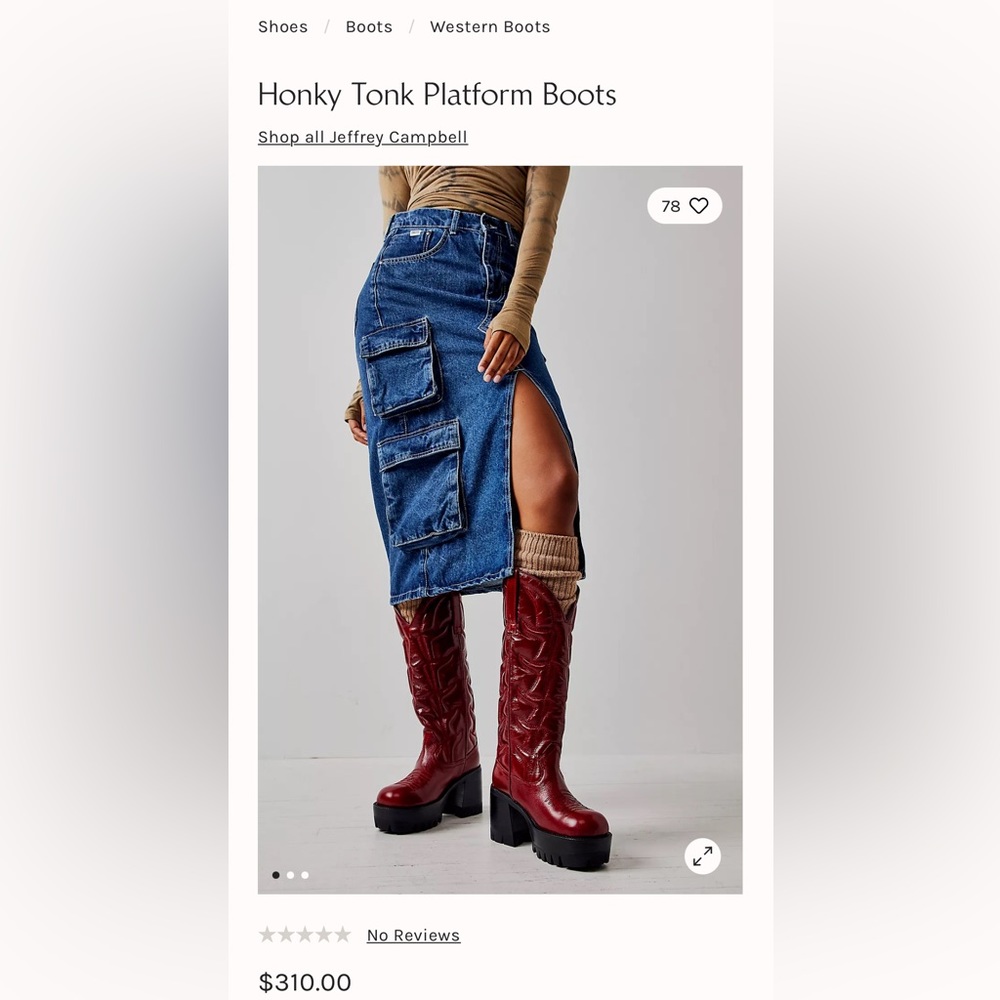 Free People Jeffery Campbell Red Platform Cowboy Boots